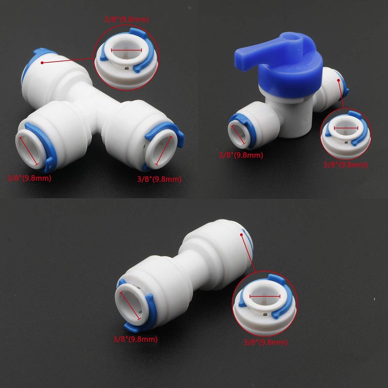 Pxyelec 3/8 inch 10 Meters Length PE Tubing Hose Pipe for RO Water Filter System White, 3/8 inch Quick Connect Water Purifiers Tube Fittings(I +T+ Ball Valve Type) - Image 2